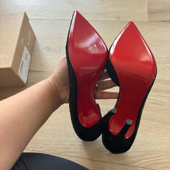 Black Glitter and Pony Hair Izra Christian Louboutins - Picture 5 of 6